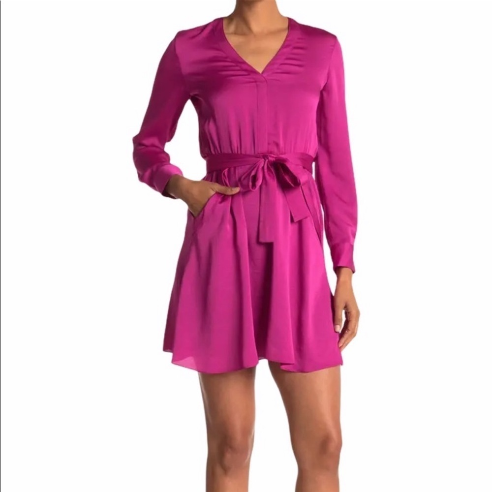 MAJE | rushiana long sleeve textured satin dress